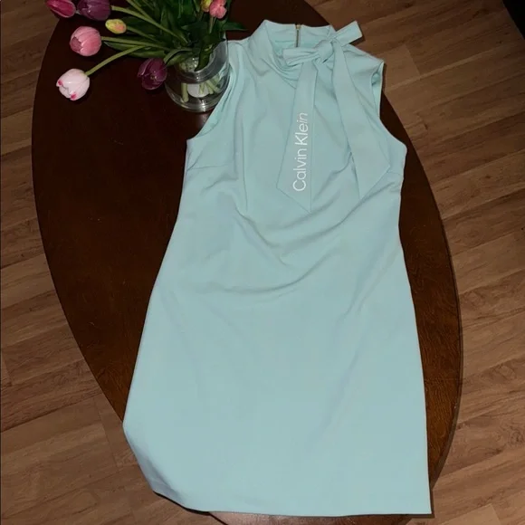 Calvin Klein | Dresses | Calvin Klein Green Sheath Mini Dress Halter |  Poshmark